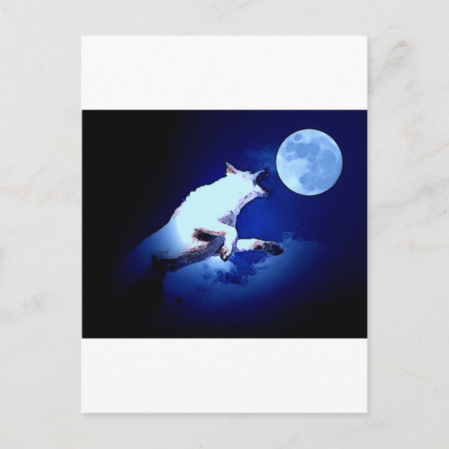 Wolf Howling auf dem Mond Postkarte (Vorderseite)