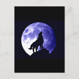 Wolf Howling auf dem Mond Postkarte