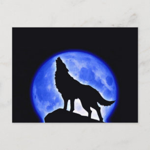 Wolf Howling auf dem Mond Postkarte