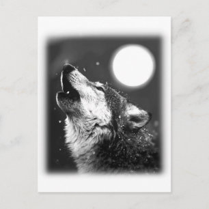 Wolf Howling auf dem Mond Postkarte
