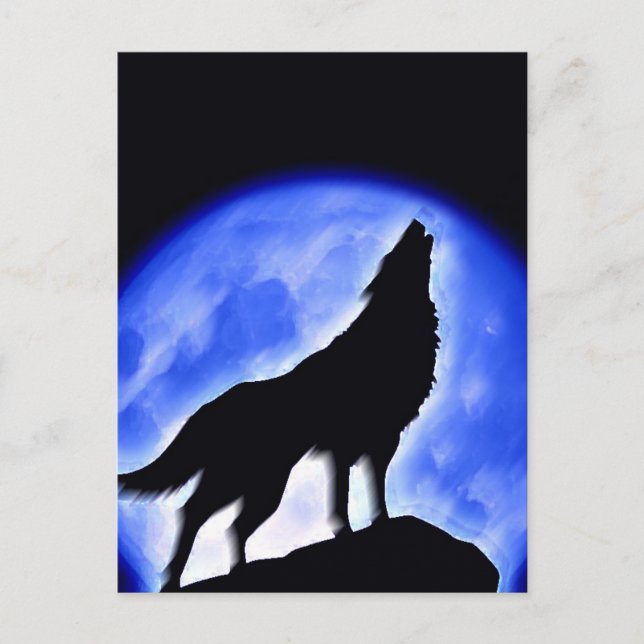 Wolf Howling auf dem Mond Postkarte (Vorderseite)