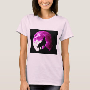 Wolf Howling auf dem Mond T-Shirt