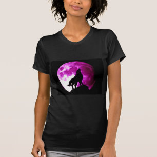Wolf Howling auf dem Mond T-Shirt