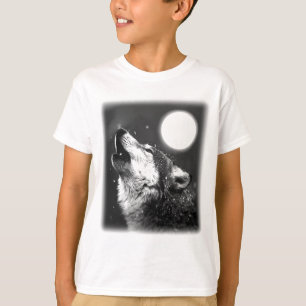 Wolf Howling auf dem Mond T-Shirt