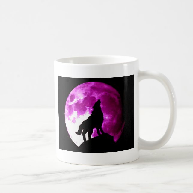 Wolf Howling auf dem Mond Tasse (Rechts)