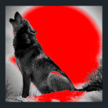 Wolf Howling auf dem Moon Red Pop Art Poster<br><div class="desc">Howling Wolf bei Moon Posters Prints - Pop Art Style Design - Wolf Howling bei Moon Digital Comic Style Posters - Animal Art - Uni Pop Art - Wilde Tiere - Welt der Extremtiere - Die wilden Kreaturen Computerbilder</div>