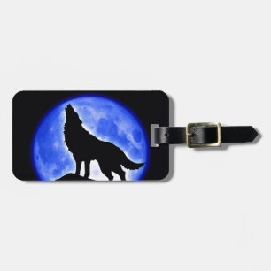 Wolf Howling auf den Moon Luggage Tags Gepäckanhänger
