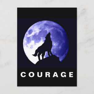 Wolf Howling auf Moon Courage Motivierend Postkarte