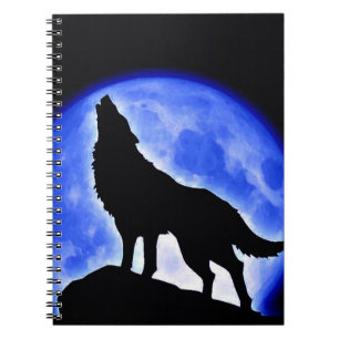 Wolf Howling bei Blue Moon Notebook Notizblock