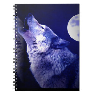 Wolf Howling bei Blue Moon Notebook Notizblock