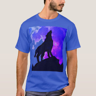 Wolf Howling bei Moon Blue T-Shirt