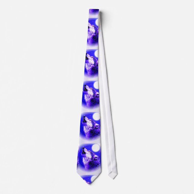 Wolf Howling bei Moon Neck Tie Krawatte (Vorderseite)
