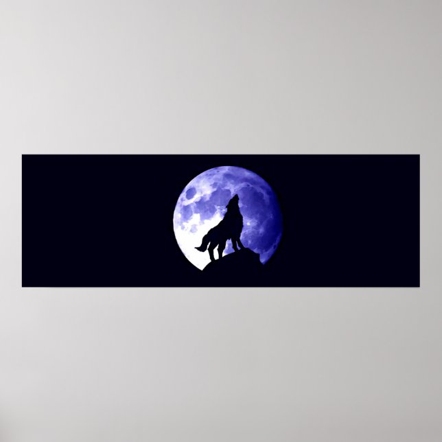 Wolf Howling bei Moon Poster Print Wild Animal Art (Vorne)
