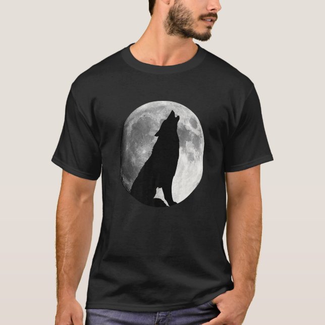 Wolf Howling bei Moon Wolf T-Shirt (Vorderseite)