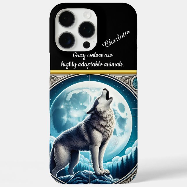 Wolf Howling bei Vollmond in der Nacht Case-Mate iPhone Hülle (Rückseite)