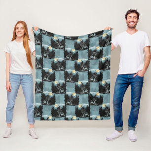 Wolf Howling beim Moon-Muster-Design Fleecedecke
