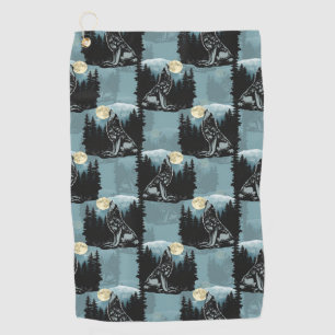 Wolf Howling beim Moon-Muster-Design Golfhandtuch