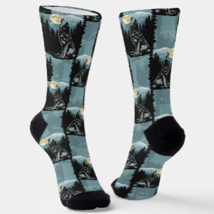 Wolf Howling beim Moon-Muster-Design Socken