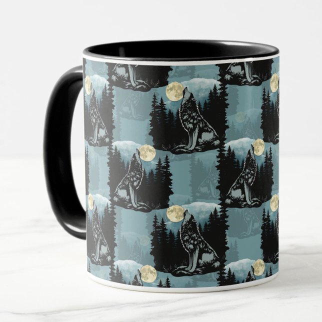 Wolf Howling beim Moon-Muster-Design Tasse (Von Creator hochgeladen)