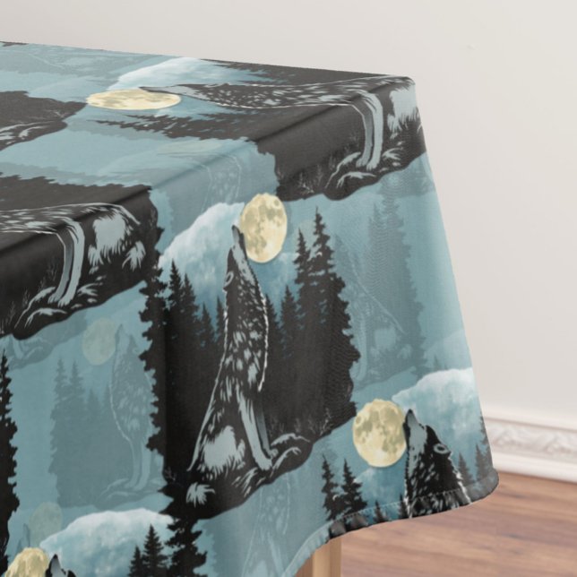 Wolf Howling beim Moon-Muster-Design Tischdecke (Von Creator hochgeladen)