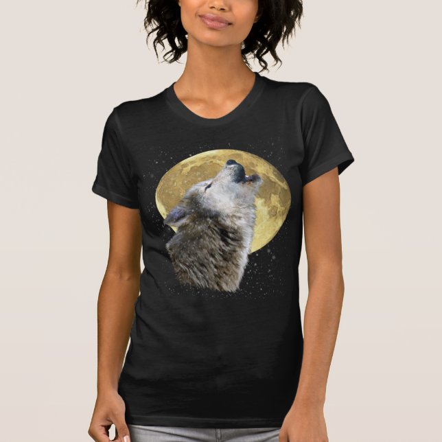 Wolf Howling beim Moon Snow Winter Wildlife Shirt (Vorderseite)