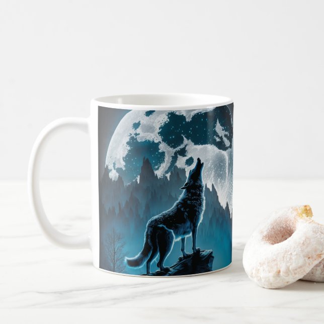Wolf Howling Coffee Tasse (Mit Donut)