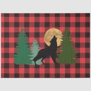 Wolf Howling Full Moon Seidenpapier