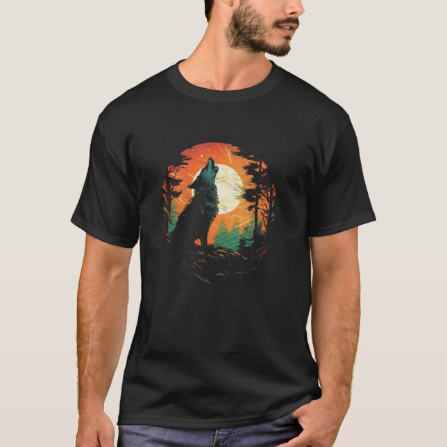 Wolf Howling im Mens-Nationalpark Wildli T-Shirt (Vorderseite)