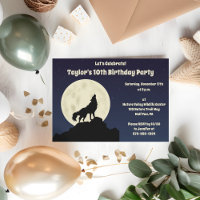 Wolf Howling im Moon Midnight Blue Party