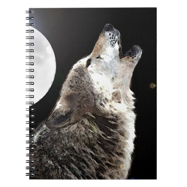 Wolf Howling im Moon-Notebook Notizblock (Vorderseite)