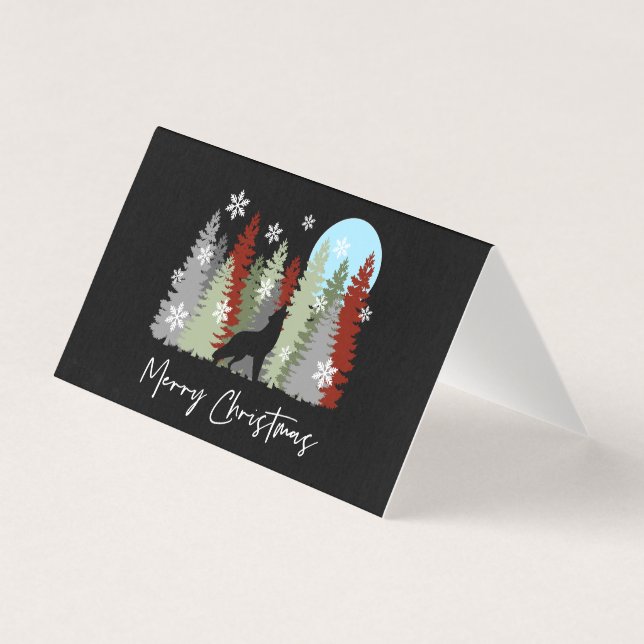Wolf Howling im Wald frohe Weihnachtsbaumen (Vorderseite)