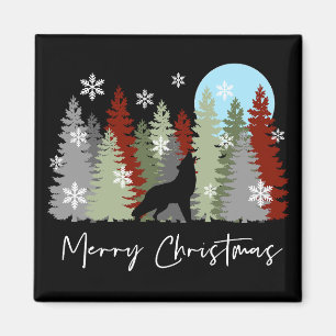 Wolf Howling im Wald frohe Weihnachtsbaumen Magnet