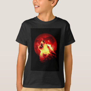 Wolf Howling in der roten Nacht T-Shirt