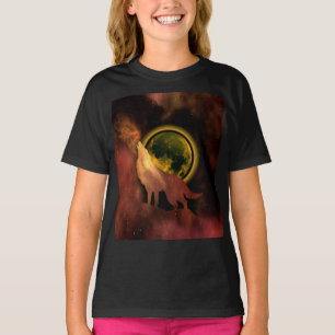 WOLF HOWLING IN SPACE MOON GALAXY T - Shirt