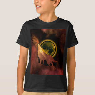WOLF HOWLING IN SPACE MOON GALAXY T - Shirt