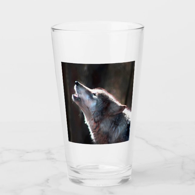 Wolf Howling Lone Wolf Glas (Vorderseite)