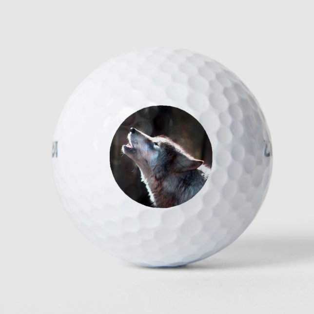 Wolf Howling Lone Wolf Golfball (Vorderseite)
