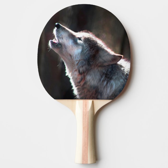 Wolf Howling Lone Wolf Tischtennis Schläger (Vorderseite)