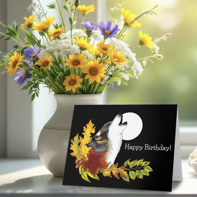 Wolf Howling Moon Karte (Von Creator hochgeladen)