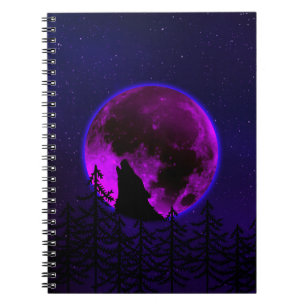 WOLF HOWLING MOON MAGENTA NOTIZBLOCK