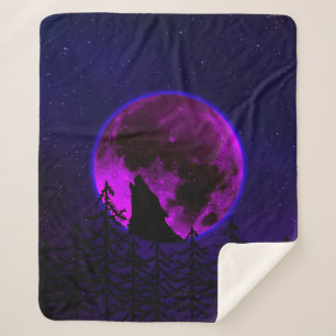 WOLF HOWLING MOON MAGENTA SHERPADECKE