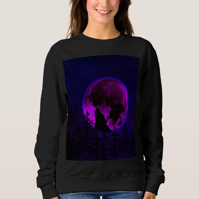 WOLF HOWLING MOON MAGENTA SWEATSHIRT (Vorderseite)