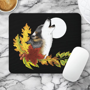 Wolf Howling Moon Mousepad
