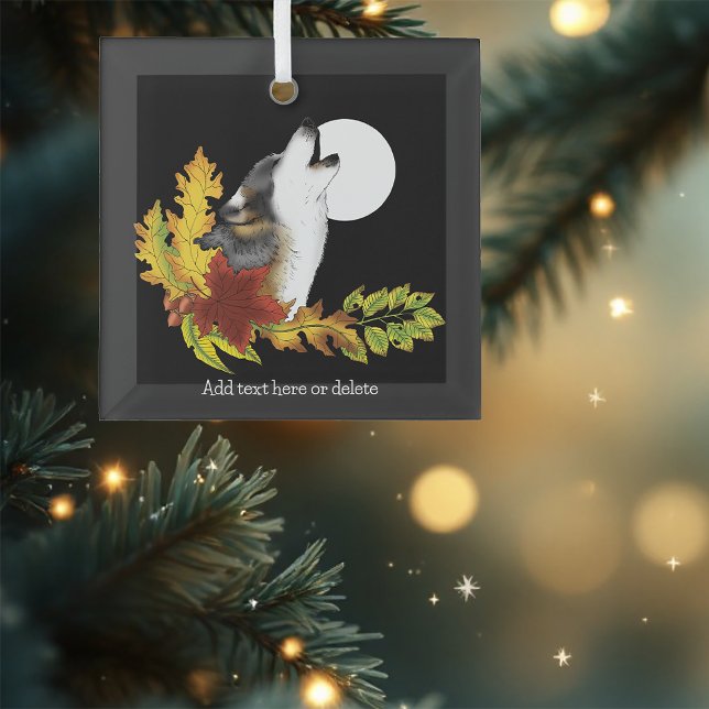 Wolf Howling Moon Ornament Aus Glas (Von Creator hochgeladen)