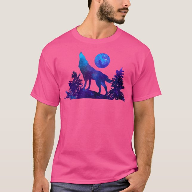 Wolf Howling Moon Trees Wilderness Liebe Wolves T-Shirt (Vorderseite)