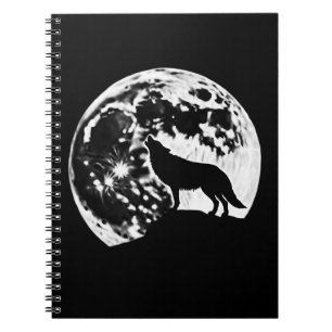 Wolf Howling Silhouette gegen einen Vollmond Notizblock