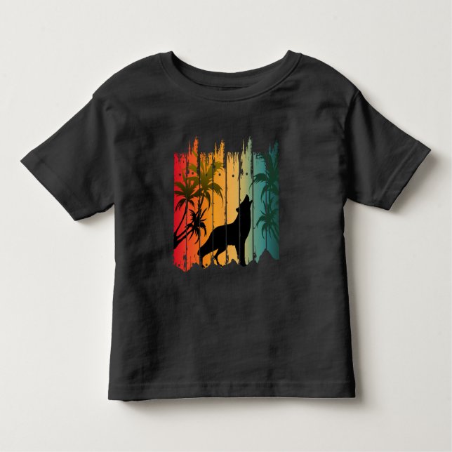 WOLF HOWLING SUNSET KLEINKIND T-SHIRT (Vorderseite)