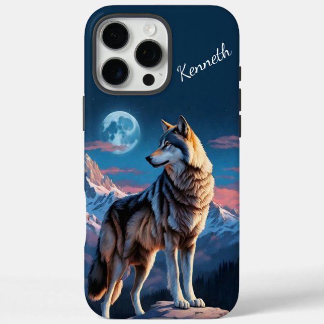 Wolf Howling unter dem Mondglühen Case-Mate iPhone Hülle (Rückseite)