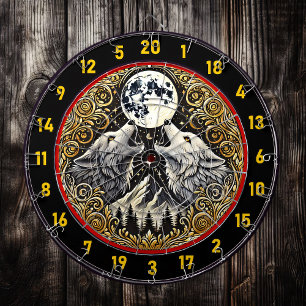 Wolf Howls unter dem goldenen Mondlicht Dartscheibe