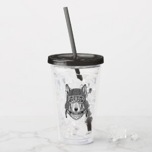 Wolf-Hundemotorrad-Reiter Acryltrinkbecher